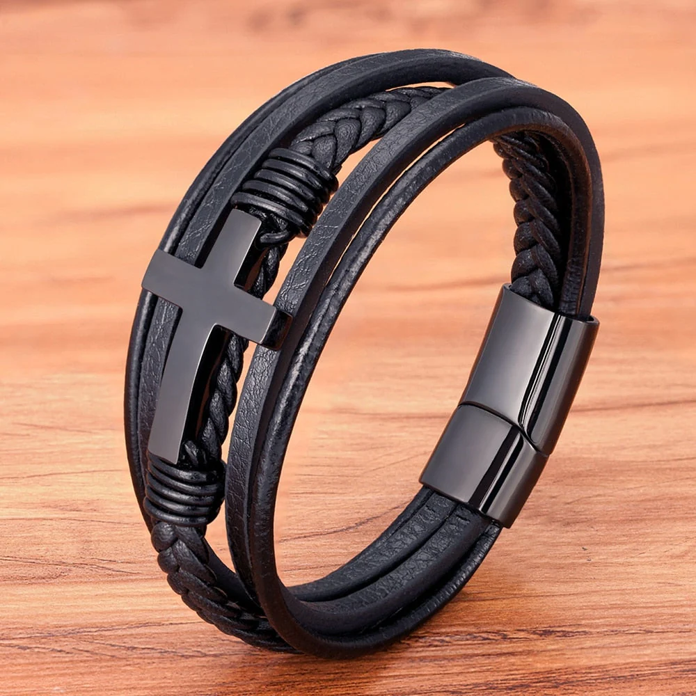 Pulseira de Couro Cruz - Image 3